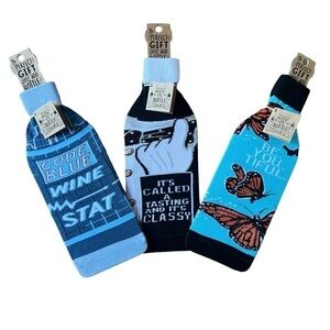 Decorative Knit Bottle Socks, Bags for Bottles Wine Liquor - Set of 3 NWT